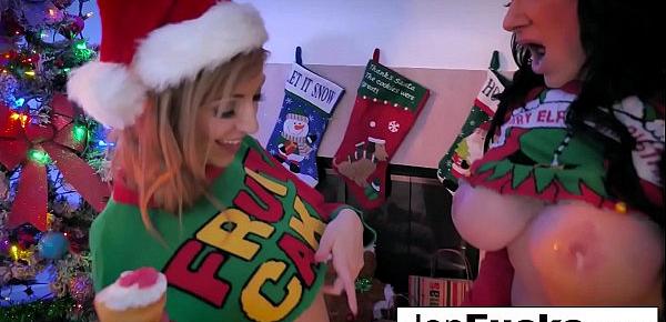  Christmas gift sharing with MILF Jenevieve Hexxx and Lauren Phillips